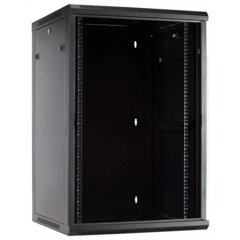 Armário servidor de parede DSIT 27U com porta de vidro, 600x600x1300 mm, preto