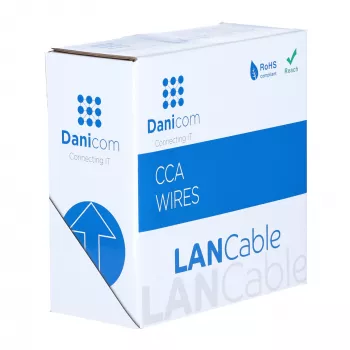 Cabo de rede exterior DSIT CAT5e U/UTP AWG 26/1 Flexível 100m Preto