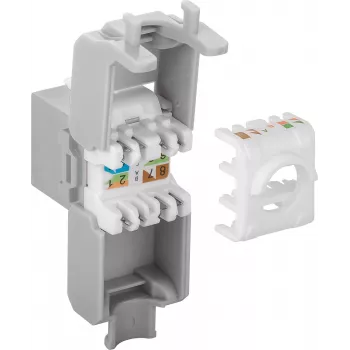 Tomada de rede DS-IT CAT6a UTP Keystone - sem ferramentas - cinzento (DS-KC-UTP6A-TL-2)