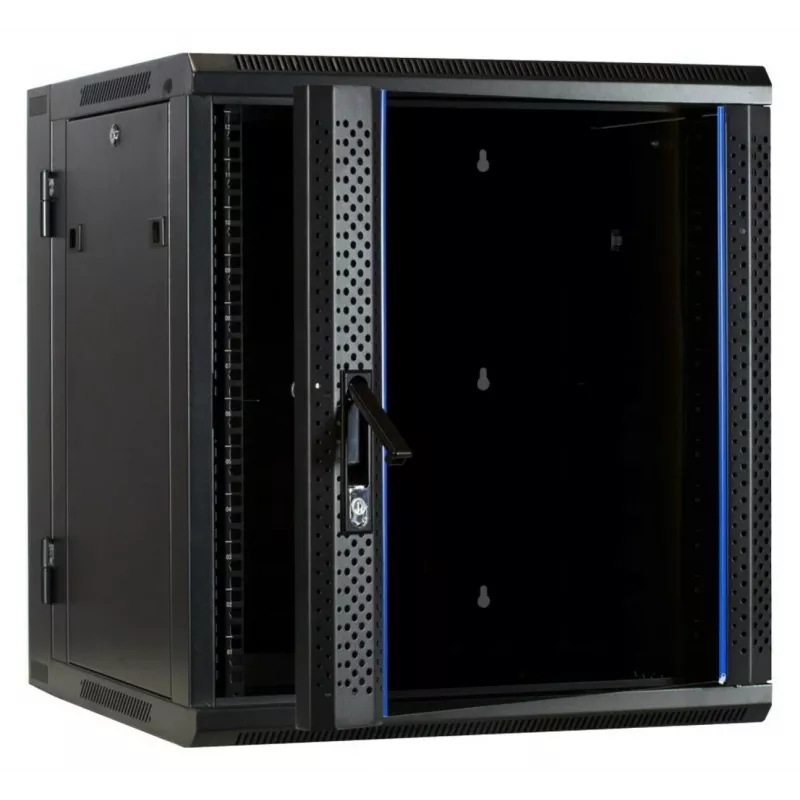 Armário de servidor reversível de montagem na parede DSIT DS6612-DOUBLE com porta de vidro, 600 mm de largura