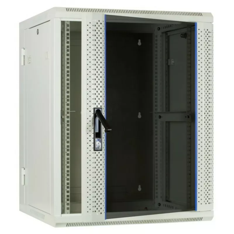 DSIT DS6615W-DOUBLE 6U armário de servidor de parede reversível com porta de vidro temperado, branco (600x450x370 mm)