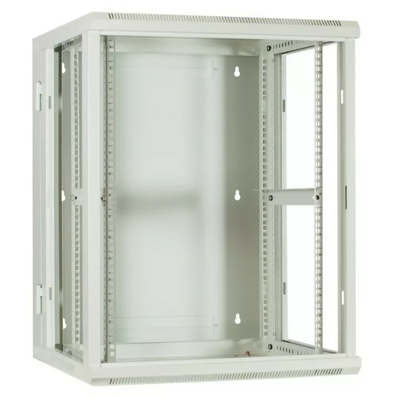 DSIT DS6615W-DOUBLE 6U armário de servidor de parede reversível com porta de vidro temperado, branco (600x450x370 mm)