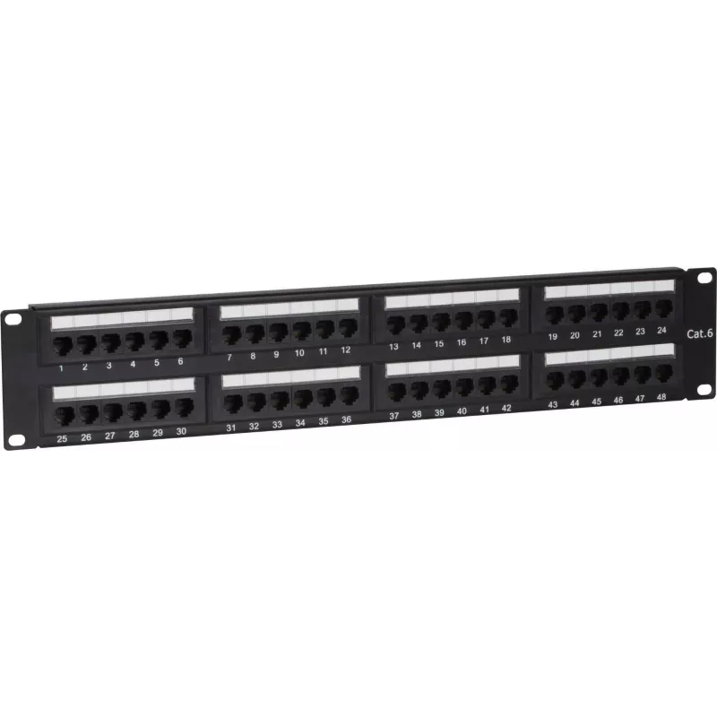 DSIT DS-Patch6-48UTP CAT6 UTP 19 polegadas 48 portas patch panel de rede, 1U, preto