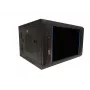 Armário de rede de parede DSIT DS6606ZP-DOUBLE 6U basculante com porta de vidro, 600x450x370 mm, preto