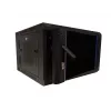 Armário de rede de parede DSIT DS6606ZP-DOUBLE 6U basculante com porta de vidro, 600x450x370 mm, preto