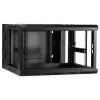 Armário de rede de parede DSIT DS6606ZP-DOUBLE 6U basculante com porta de vidro, 600x450x370 mm, preto