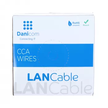 Cabo de rede DSIT CAT6 S/FTP AWG 27/7 flexível 100 m cinzento CCA