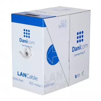 Cabo de instalação de rede DSIT CAT6 S/FTP com condutor maciço, 305m, cinzento