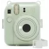 Capa com brilho Fujifilm Instax Mini 12 - Bolsa para câmara transparente com brilho e alça ajustável, fecho magnético, proteção personalizada em pele PU e PVC para Instax Mini 12