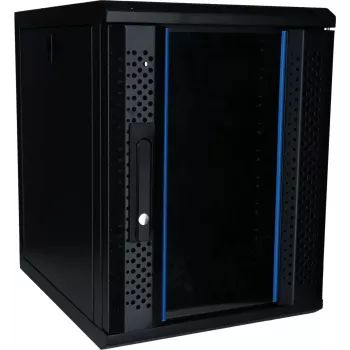 Rack de servidor DSIT 9U 10 polegadas para montagem na parede com porta de vidro, 370x450x486 mm, preto