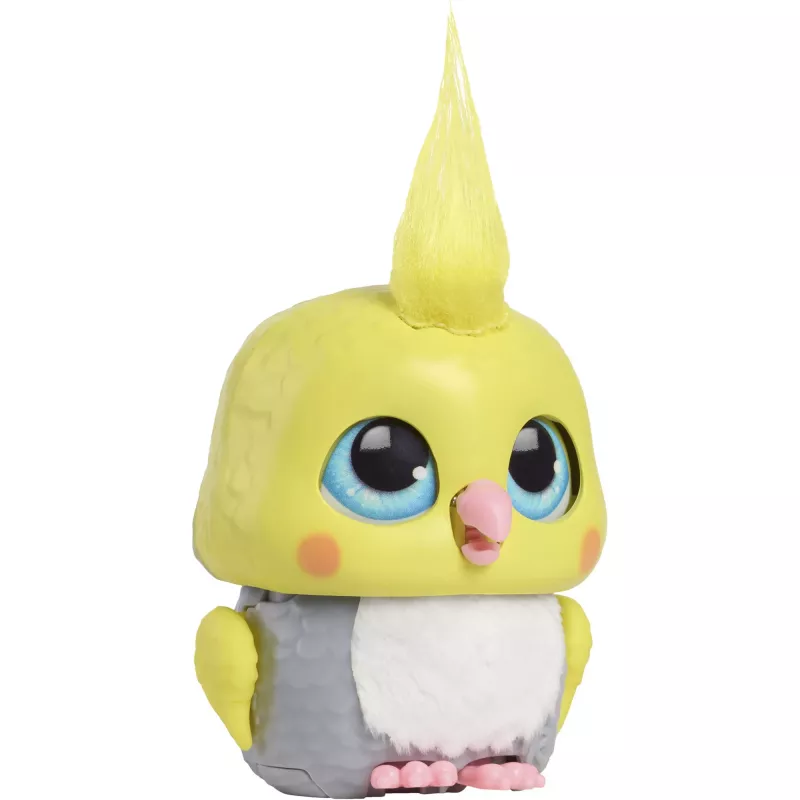 JUST PLAY furReal Handfuls Kakadu brinquedo interativo de papagaio, branco rosa amarelo, 10+ sons, a partir de 4 anos