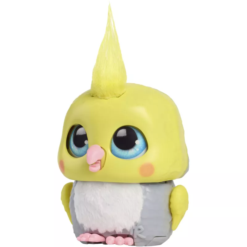 JUST PLAY furReal Handfuls Kakadu brinquedo interativo de papagaio, branco rosa amarelo, 10+ sons, a partir de 4 anos