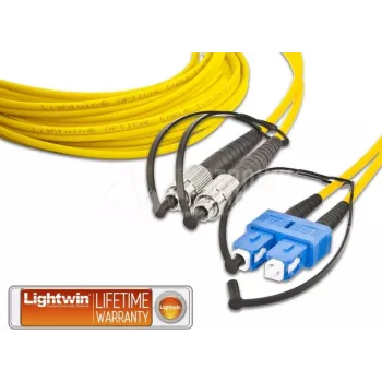 Cabo patch de fibra ótica monomodo duplex Lightwin LDP-09 FC-SC 10.0, FC para SC, OS2, 10 m, Amarelo