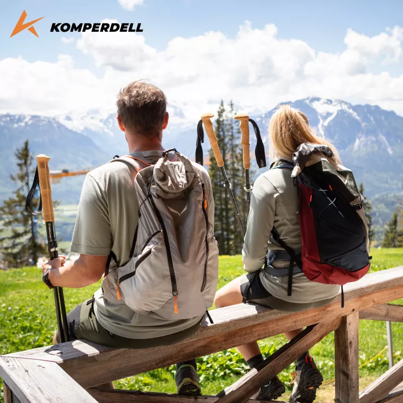 Komperdell FX Lite Carbon Vario Summit Compact bastões de trekking - titânio