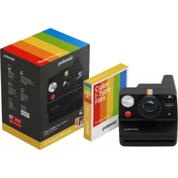 Polaroid Everything Box Now+ Gen 3 Preto Conjunto de câmara instantânea com 2x Color 600 Filme pacote duplo