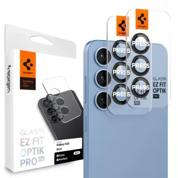 Spigen Optik Pro Glas.tR EZ Fit Proteção de câmara pack de 2 para Samsung Galaxy S25 - Preto