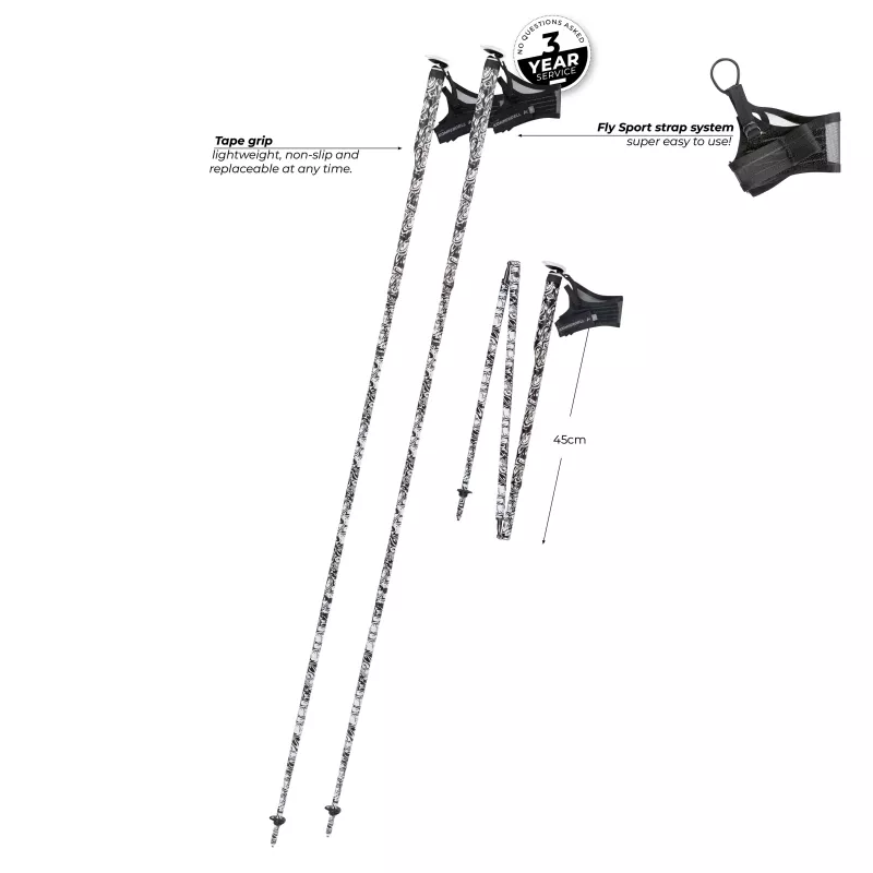 Bastões de corrida Komperdell FXP Carbon The Erlkonig 130 cm, Preto/Branco