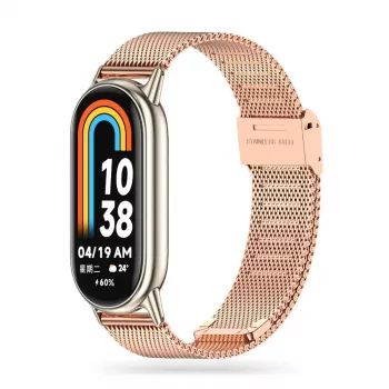 Tech-Protect MilaneseBand bracelete de aço inoxidável para Xiaomi Smart Band 8, ouro rosa