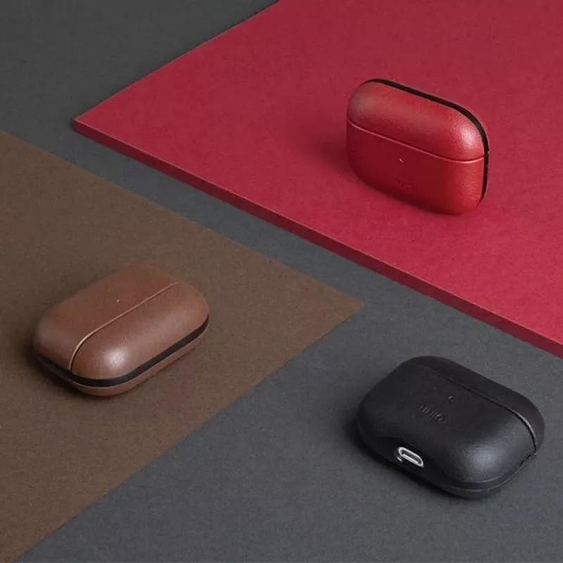 Capa em pele genuína UNIQ Terra para Apple AirPods Pro – verde-oliva