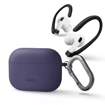 Capa de silicone UNIQ Nexo com ganchos para as orelhas para Apple AirPods Pro 2.ª geração (2022/2023) - violeta figo