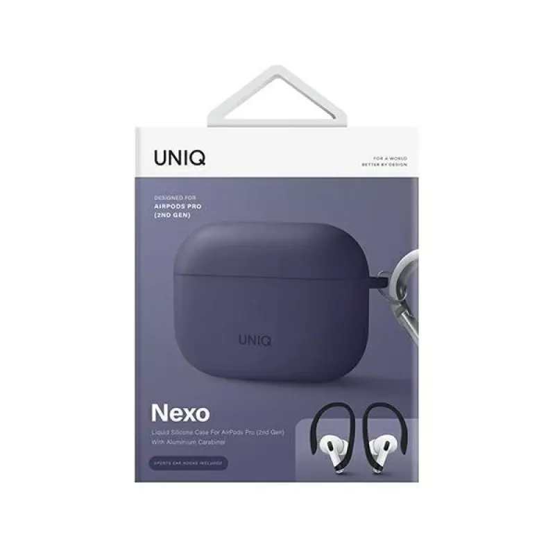 Capa de silicone UNIQ Nexo com ganchos para as orelhas para Apple AirPods Pro 2.ª geração (2022/2023) - violeta figo