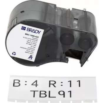 Cartucho de etiquetas contínuas BRADY M5C-1500-422 para BMP51/BMP53/M511 - vinil autolaminado, 25,4 mm x 6,4 m, branco/translúcido