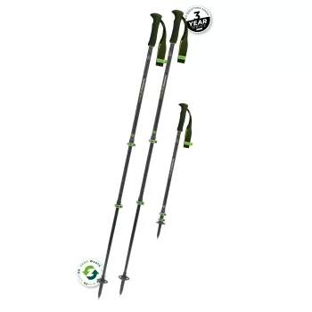 Bastões de trekking telescópicos Komperdell Carbon EVO Zero, haste em carbono com parte inferior em titanal, Powerlock 3.0, punho Trek Foam 150, prato Vario
