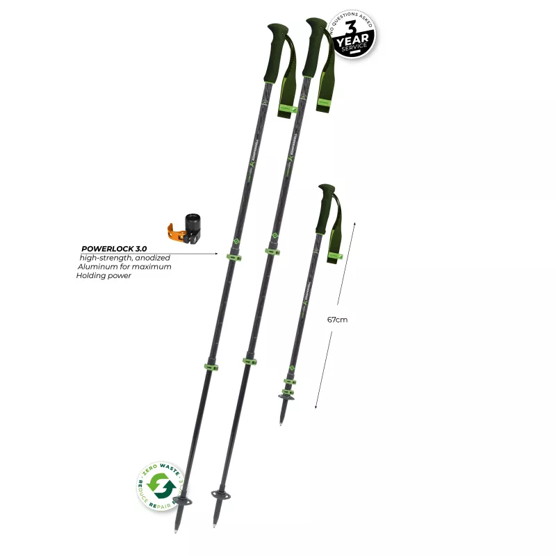 Bastões de carbono Komperdell Carbon EVO Zero, Verde