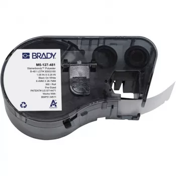 Cartucho de etiquetas de vinil autolaminado BRADY BMP51/BMP53/M511, Branco/Translúcido, 25,4 mm x 25,4 mm, 250 etiquetas