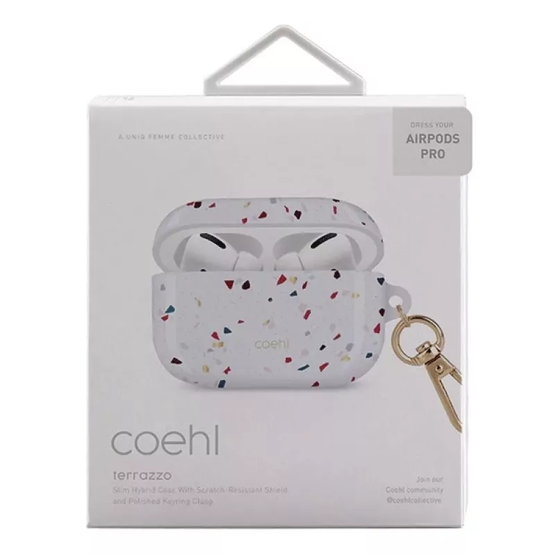 Capa UNIQ Coehl Terrazzo para Apple AirPods Pro - branco natural