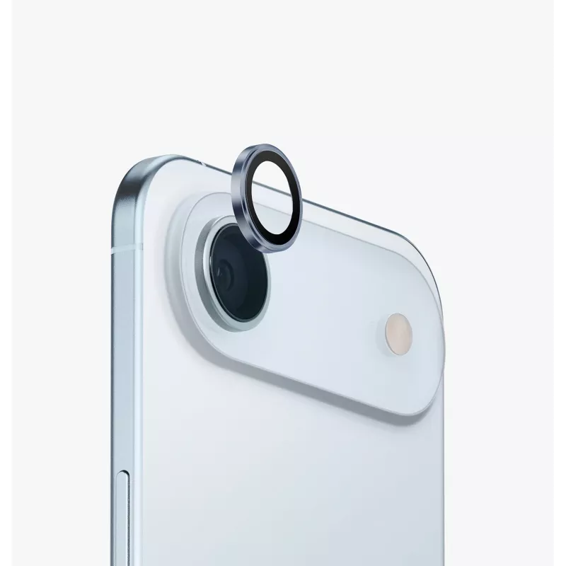 Protetor de lente da câmara em alumínio UNIQ Optix com aplicador para Apple iPhone Air, Preto