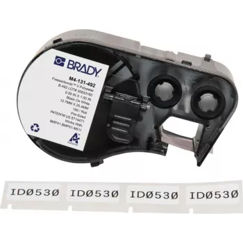 Etiquetas de poliéster Brady FreezerBondz II, preto sobre branco, 12,70 x 25,40 mm, permanente, 180 etiquetas (M4-131-492)