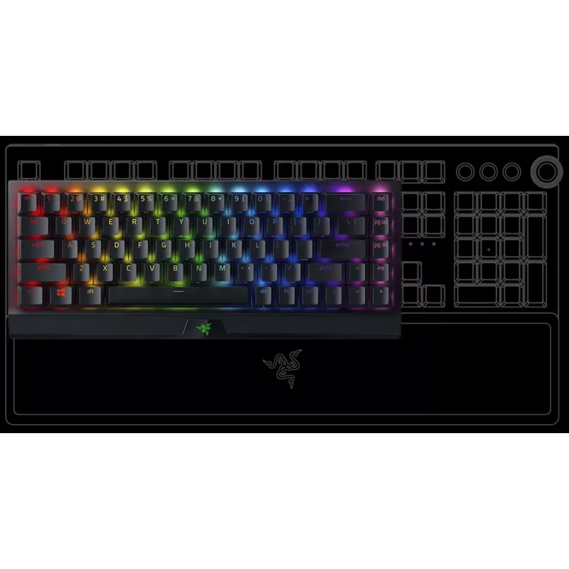 Teclado de gaming mecânico sem fios Razer BlackWidow V3 Mini HyperSpeed 65% - Razer Yellow Switches, Chroma RGB, Bluetooth 5.0, USB-C, preto