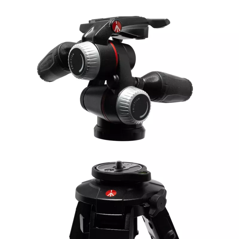 Manfrotto MHXPRO-3WX Cabeça de 3 vias com manípulos retráteis, alumínio, capacidade de 8 kg, placa de libertação rápida 200PL-14, preto