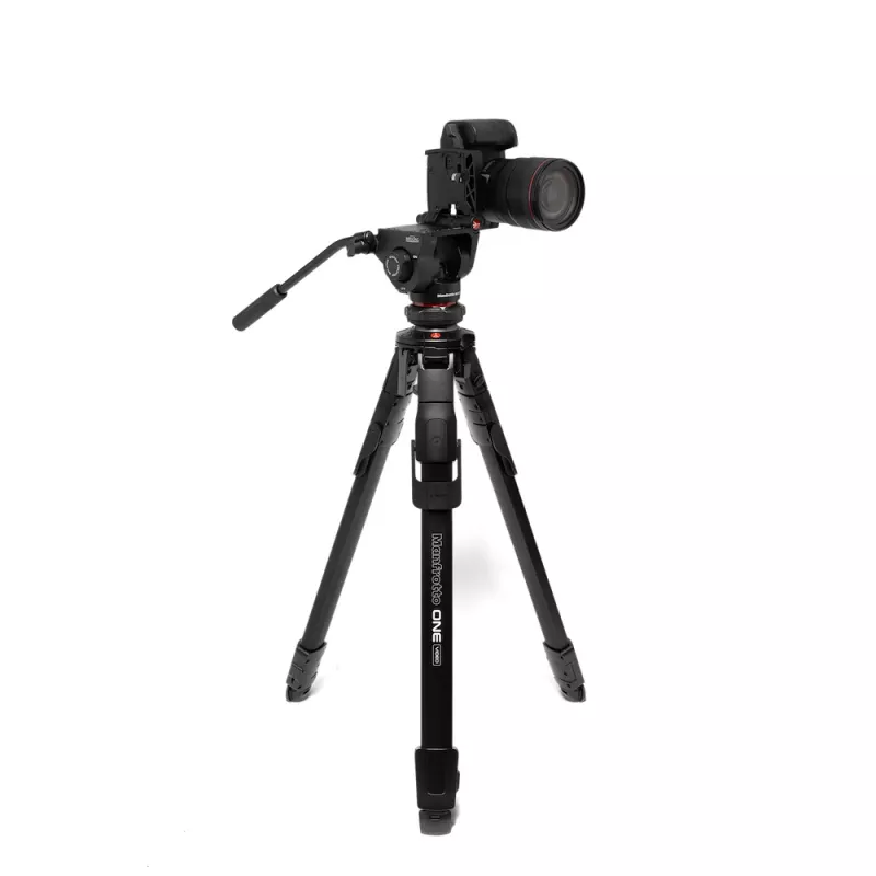 Manfrotto MKONEVA-500X Tripé híbrido foto-vídeo com cabeça fluida, pernas de alumínio de 5 secções, fechos de alavanca, coluna rápida, bolsa de transporte