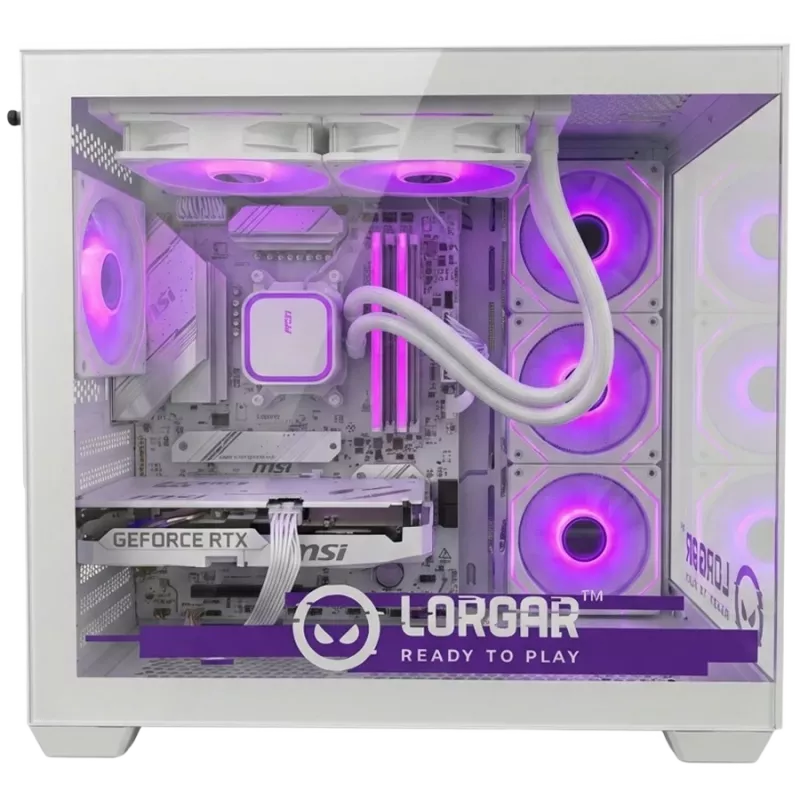 LORGAR ADVANCED A201 PC gaming - AMD Ryzen 5 7500F, GeForce RTX 5060 Ti 16GB, 32GB DDR5, 1TB NVMe SSD, fonte de alimentação 750W, branco
