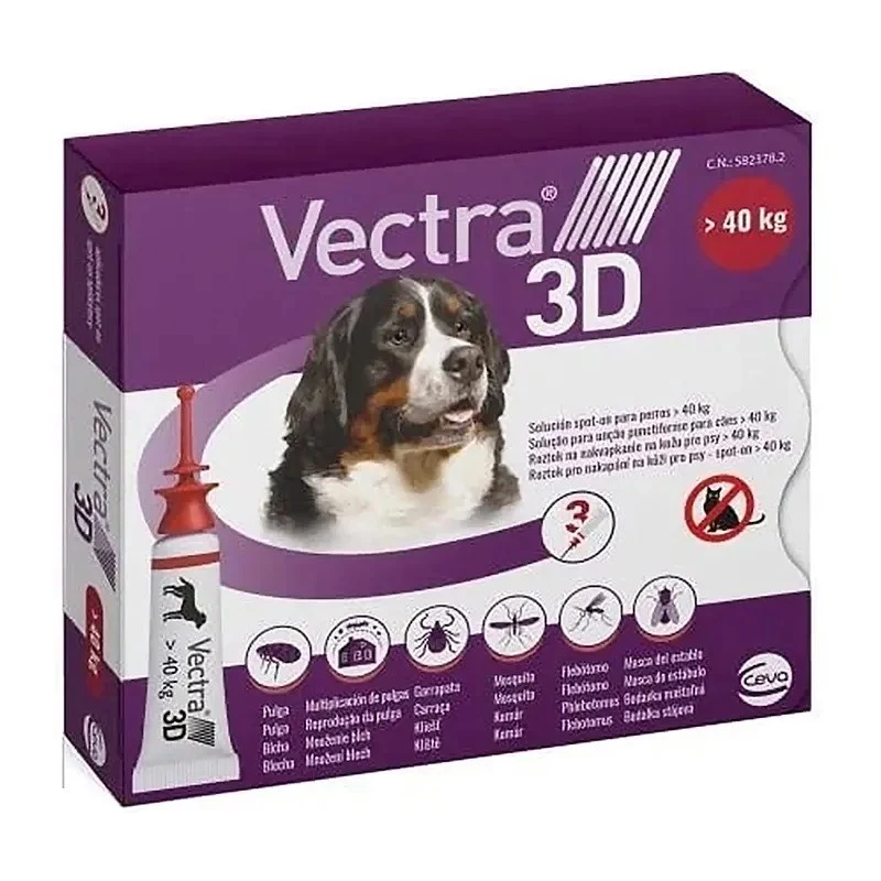 Ceva Vectra 3D para cães com mais de 40 kg, 3 pipetas