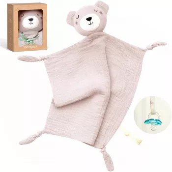 Momcozy Urso de peluche de algodão para bebés, rosa