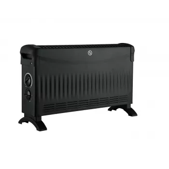 Aquecedor por convecção VOLTENO BASIC 2000W com 3 níveis de potência 750W/1250W/2000W, termostato ajustável, proteção contra sobreaquecimento, proteção anti-tombamento, de pé, preto