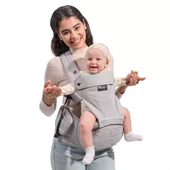 Momcozy Air Mesh Porta-bebé com assento de quadril, cinzento