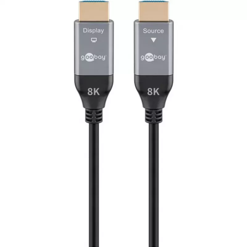 GOOBAY Cabo HDMI Optical Hybrid Ultra High-Speed (AOC) 8K / 60Hz - 20m, 48 Gbit/s, Preto/Cinzento