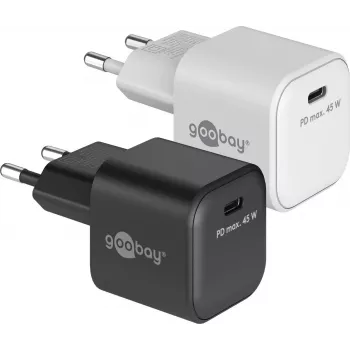 GOOBAY Carregador rápido USB-C PD GaN Nano 45 W (Preto)