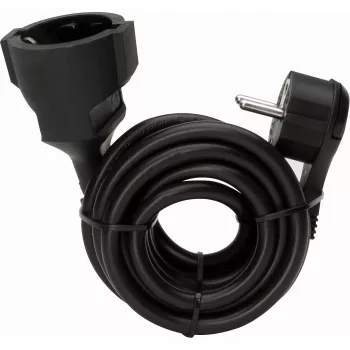 KOPP 143705086 Cabo de extensão, ficha de contacto de proteção plana para conector fêmea Schuko, 5 m, preto