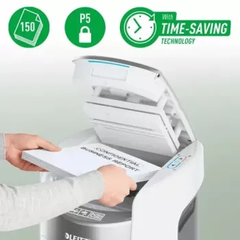 Leitz IQ Optimax AutoFeed 150 Triturador de papel, P-5, 150 folhas, depósito de 15 L