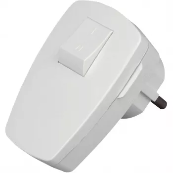 Kopp Ficha angular Schuko com interruptor, branca, 16 A, IP20