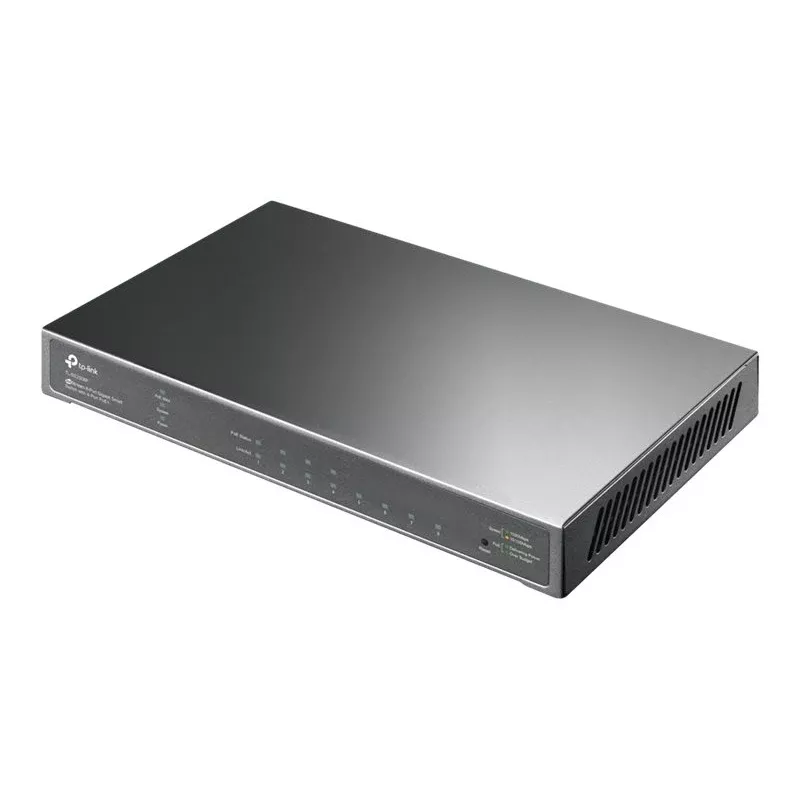 TP-Link Omada SG2008P Switch Gigabit Smart PoE+ de 10 portas, 8× PoE+ 61W, 2× SFP, Cloud SDN, sem ventoinha, V3.3