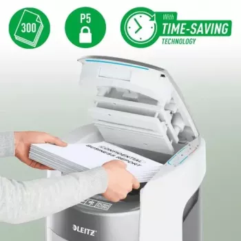Leitz IQ Optimax AutoFeed 300 Triturador de papel, P-5, 300 folhas, depósito de 25 L