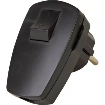 Ficha de segurança em plástico Kopp com interruptor basculante, preto, 16 A, 250 V, 3 x 1,5 mm²