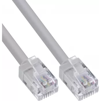 Cabo redondo modular InLine® RJ12, ficha-ficha, 6 condutores, 6P6C, 5 m, cinzento