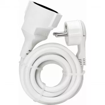 Extensão elétrica KOPP ELEKTROTECHNIK com ficha angular ultrafina, Schuko para Schuko, branco, 3 m